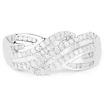 0.64 Carat Genuine White Diamond .925 Sterling Silver Ring by Bids.com