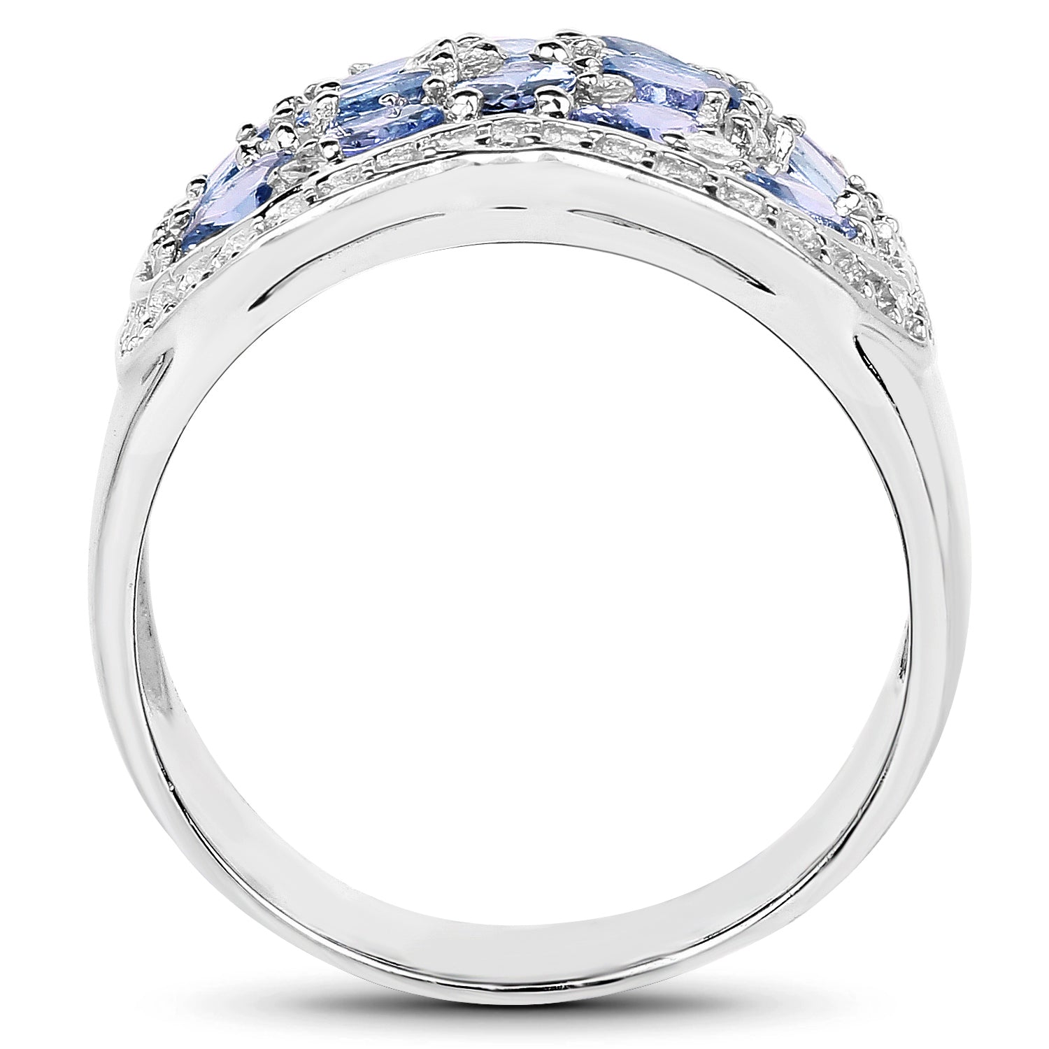 2.62 Carat Genuine Tanzanite and White Topaz .925 Sterling Silver Ring by Bids.com