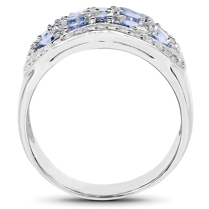2.62 Carat Genuine Tanzanite and White Topaz .925 Sterling Silver Ring by Bids.com