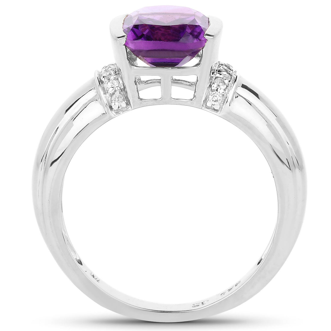 1.52 Carat Genuine Amethyst and White Topaz .925 Sterling Silver Ring  DestGlow