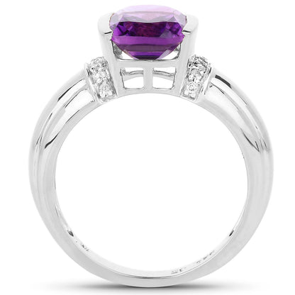 1.52 Carat Genuine Amethyst and White Topaz .925 Sterling Silver Ring  DestGlow