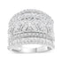 .925 Sterling Silver 2.0 Cttw Diamond Edge Multi-Row Ring Band ( J-K Color, I3 Clarity) - Ring Size 7 by Bids.com