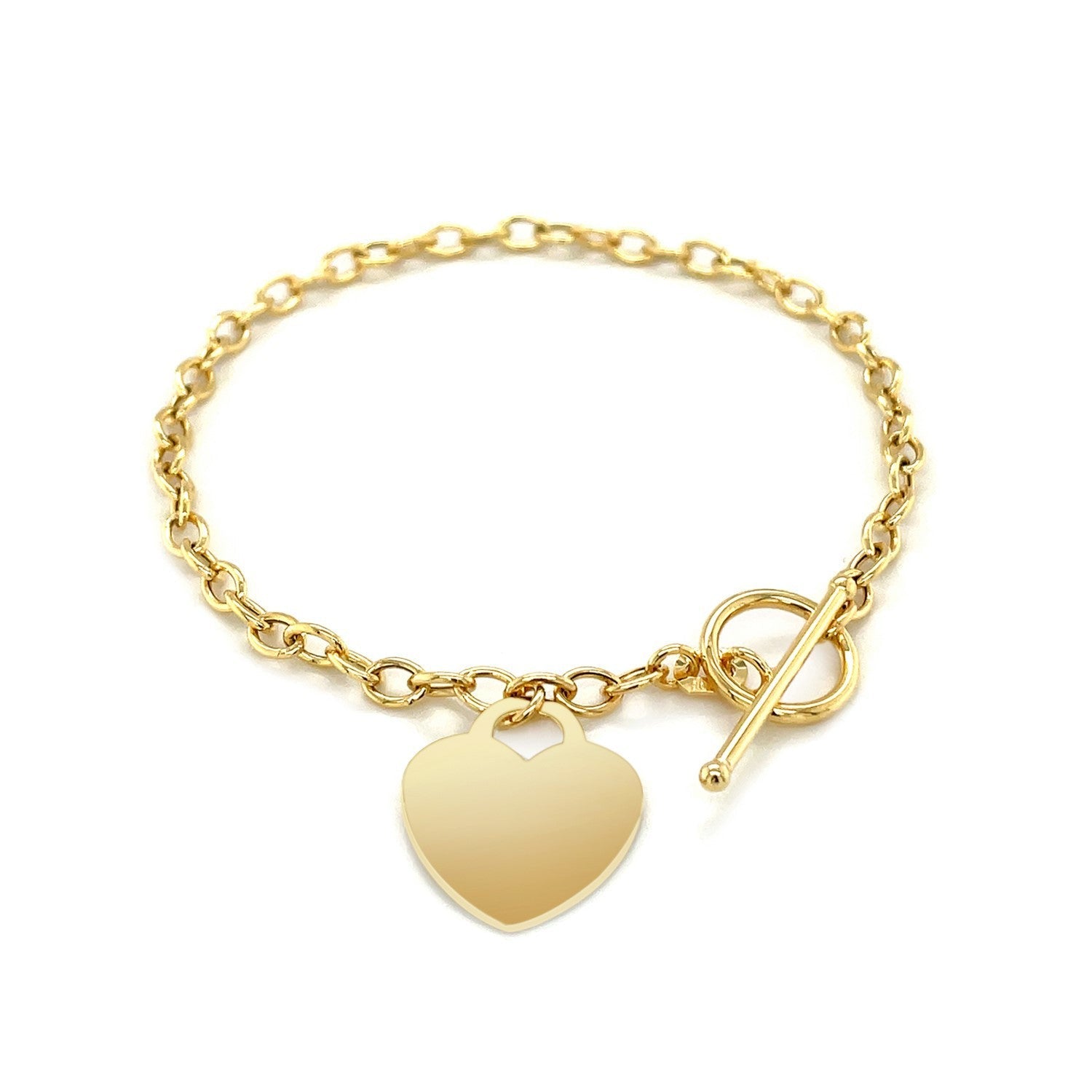 Toggle Bracelet with Heart Charm in 14k Yellow Gold by Bids.com