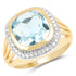 14K Yellow Gold Plated 4.64 Carat Genuine Blue Topaz and White Topaz .925 Sterling Silver Ring  DestGlow