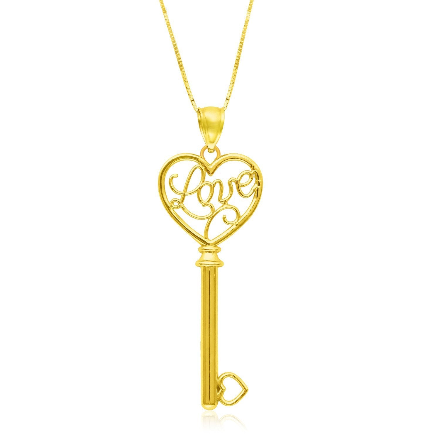 14k Yellow Gold Skeleton Key Style LOVE Pendant by Bids.com