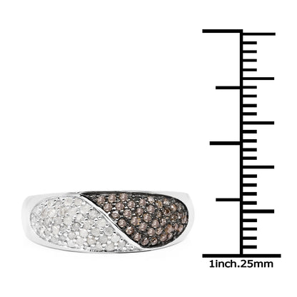 0.32 Carat Genuine Champagne Diamond and White Diamond .925 Sterling Silver Ring by Bids.com