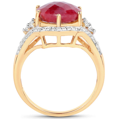 14K Yellow Gold Plated 6.91 Carat Dyed Ruby and White Topaz .925 Sterling Silver Ring by Bids.com