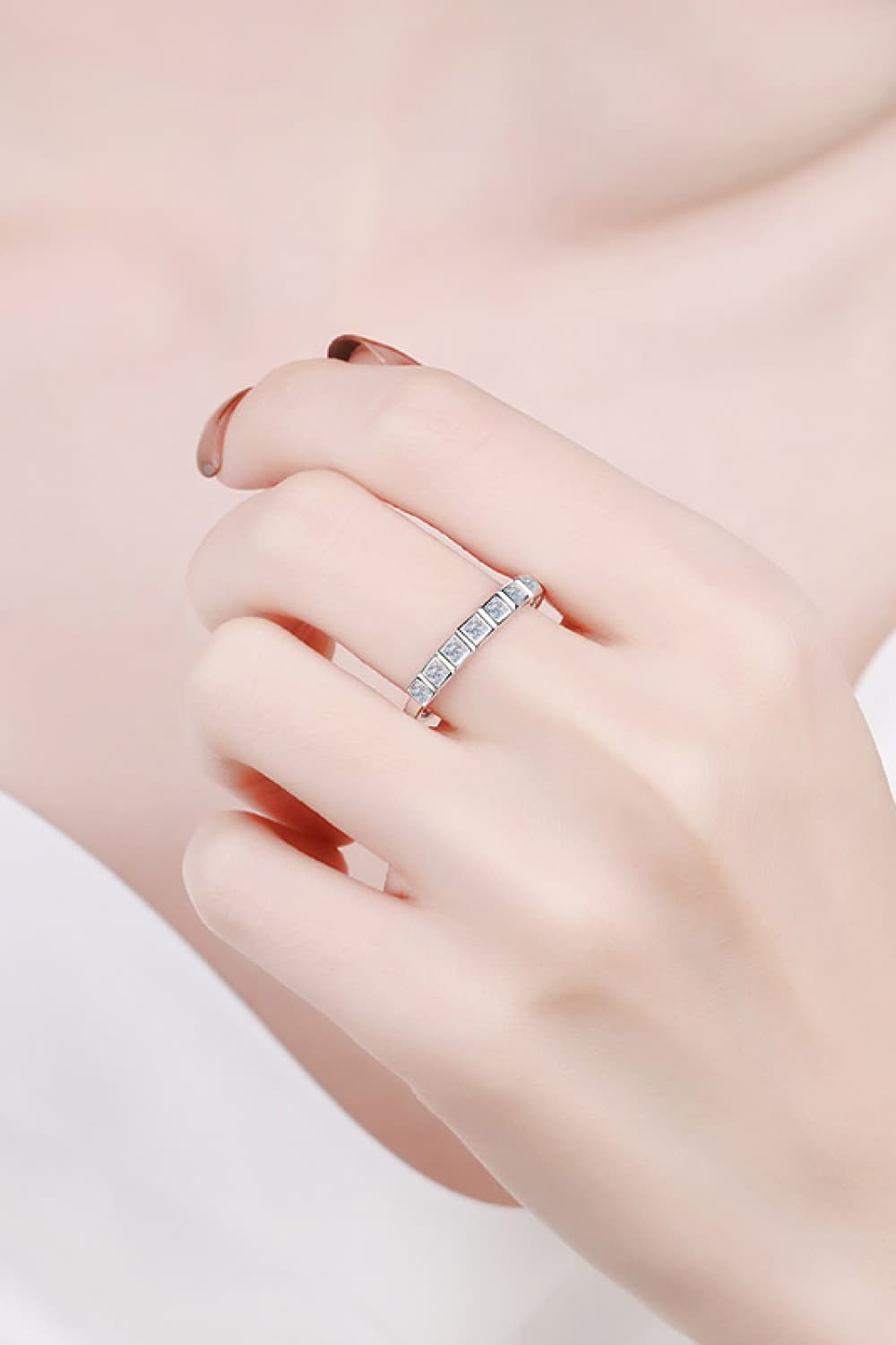 Sparkala™ Rhodium-Plated Half-Eternity 7 Stone Ring by Sparkala