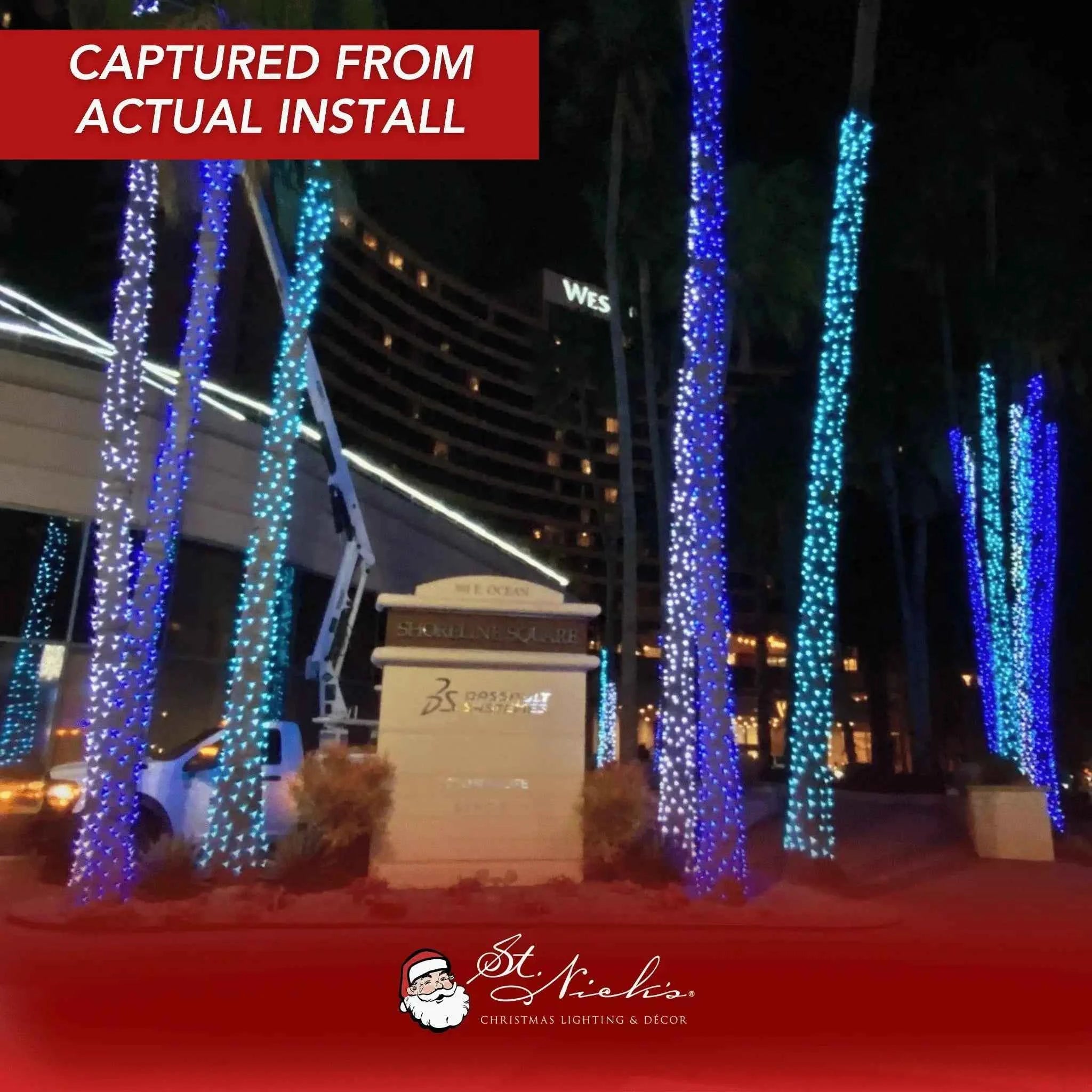 LED Mini Lights 5MM Aqua Static Green Wire - 6" Spacing