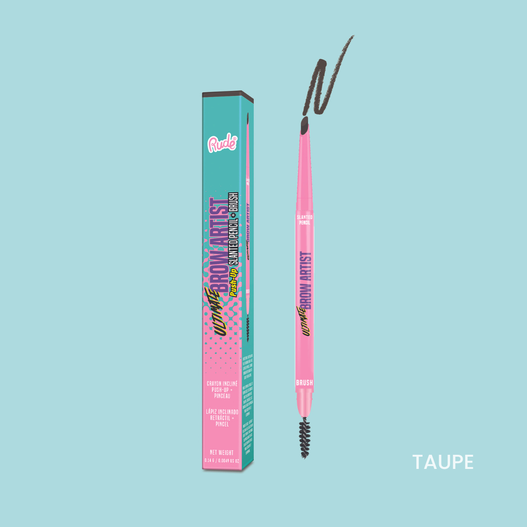 RUDE Ultimate Brow Artist Push-Up Slanted Pencil &amp; Brush - Taupe by Avera Group