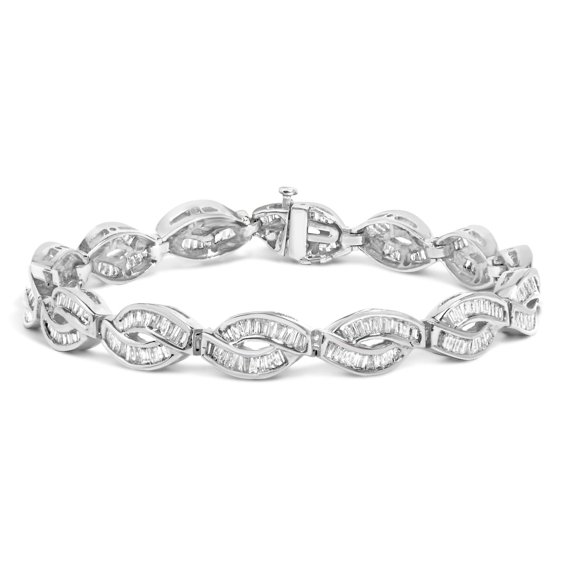 14K White Gold 2.00 Cttw Channel Set Baguette Diamond Vintage Style Link Bracelet (G-H Color, SI1-SI2 Clarity) - 7.25" by Bids.com