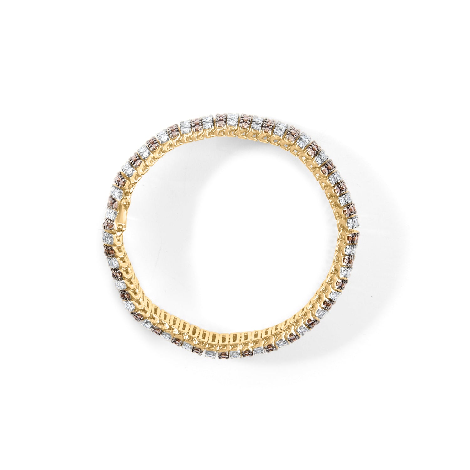 10K Yellow Gold 10-1/3 Cttw Alternating Coco Color and White Diamond 5 Row Tennis Bracelet (Brown/H-I Color, SI1-SI2 Clarity) - Size 7.25 by Bids.com