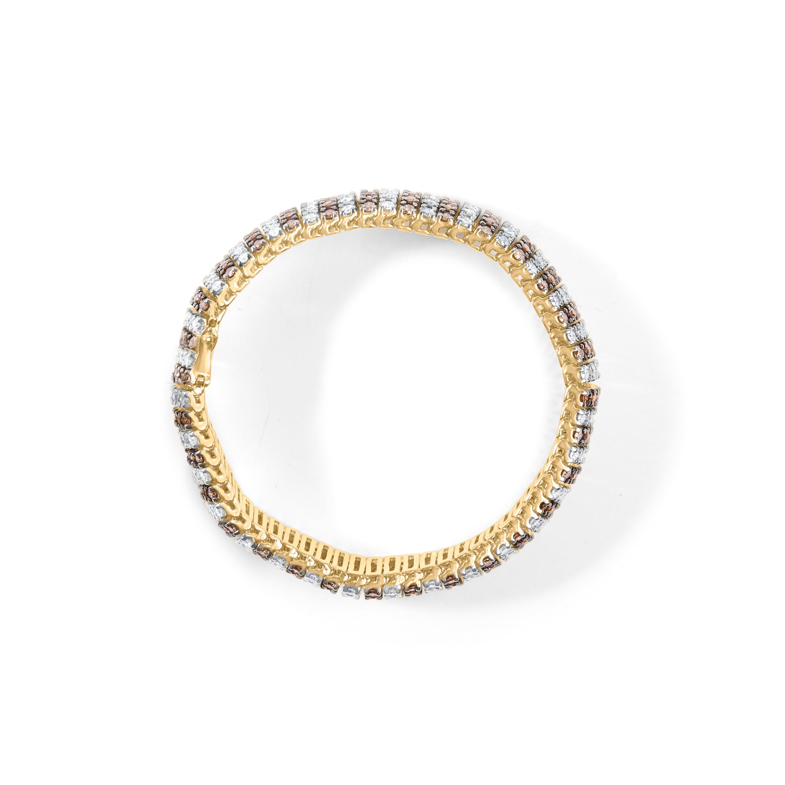 10K Yellow Gold 10-1/3 Cttw Alternating Coco Color and White Diamond 5 Row Tennis Bracelet (Brown/H-I Color, SI1-SI2 Clarity) - Size 7.25 by Bids.com