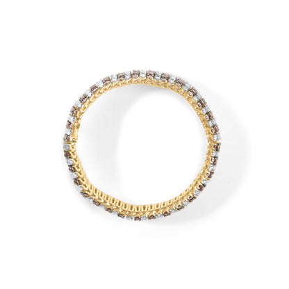 10K Yellow Gold 10-1/3 Cttw Alternating Coco Color and White Diamond 5 Row Tennis Bracelet (Brown/H-I Color, SI1-SI2 Clarity) - Size 7.25 by Bids.com