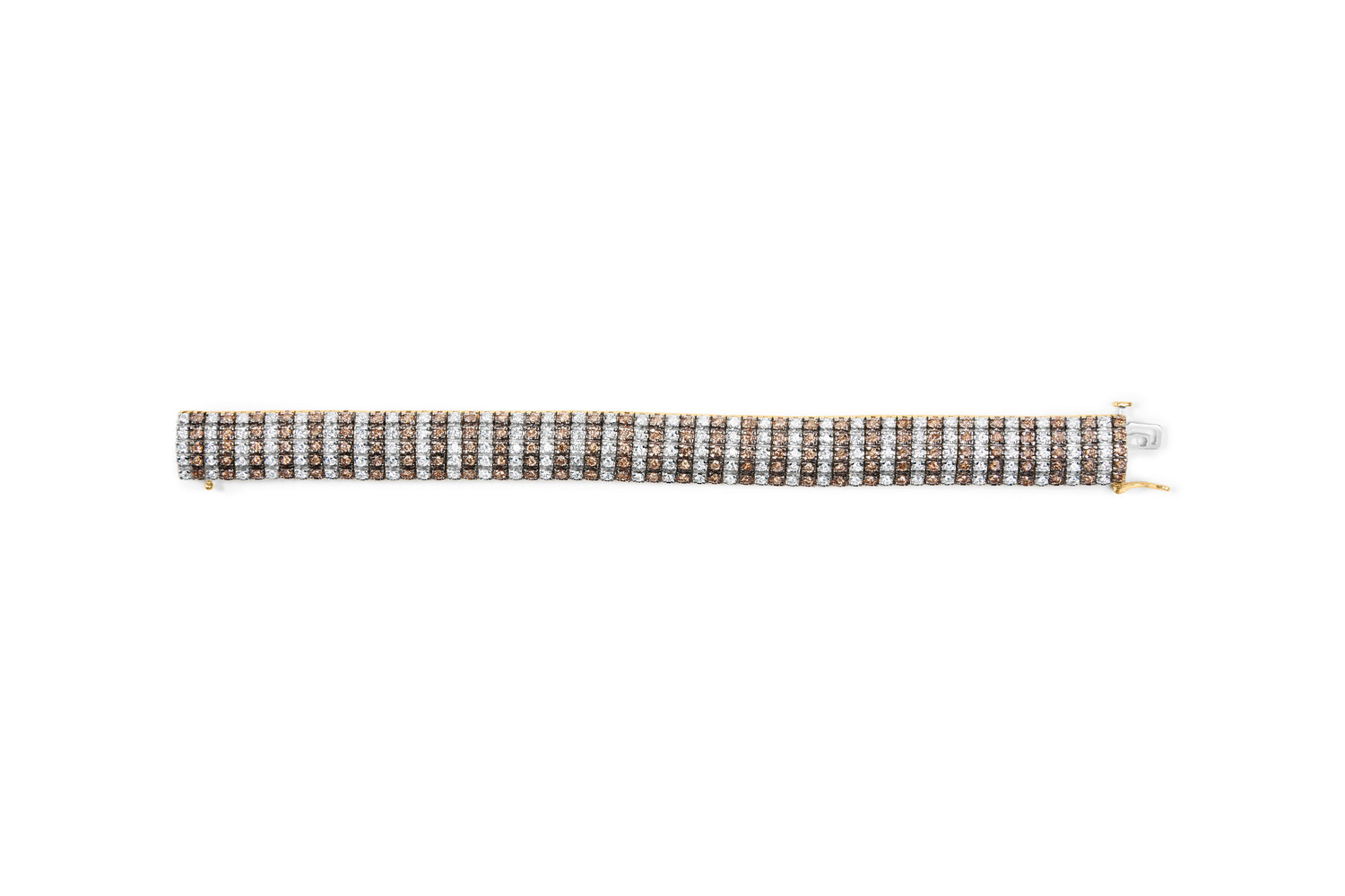 10K Yellow Gold 10-1/3 Cttw Alternating Coco Color and White Diamond 5 Row Tennis Bracelet (Brown/H-I Color, SI1-SI2 Clarity) - Size 7.25 by Bids.com
