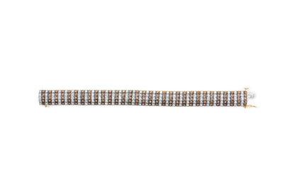 10K Yellow Gold 10-1/3 Cttw Alternating Coco Color and White Diamond 5 Row Tennis Bracelet (Brown/H-I Color, SI1-SI2 Clarity) - Size 7.25 by Bids.com