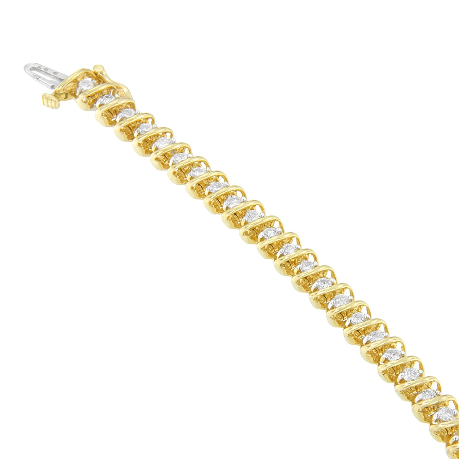 14K Yellow Gold Round Cut Diamond Spiral Link Bracelet (3.00 cttw, H-I Color, SI2-I1 Clarity) by Bids.com
