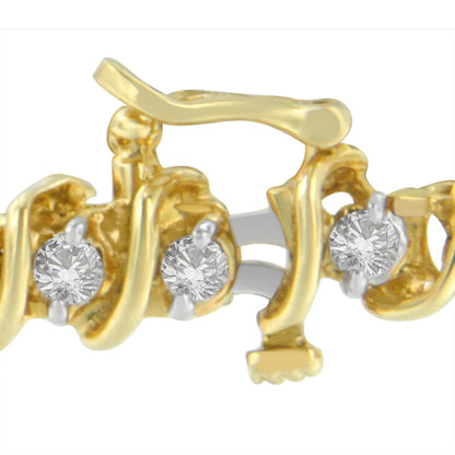 14K Yellow Gold Round Cut Diamond Spiral Link Bracelet (3.00 cttw, H-I Color, SI2-I1 Clarity) by Bids.com