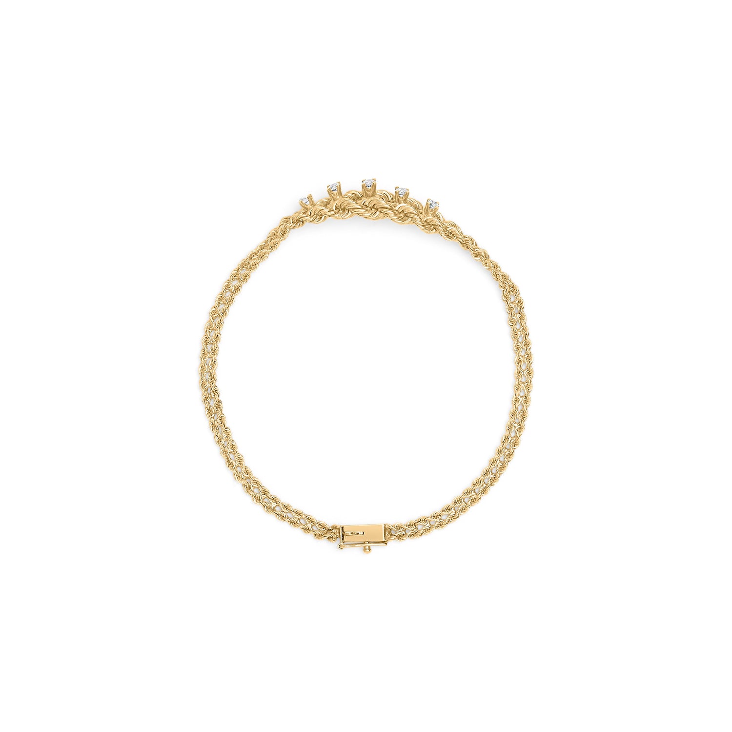 10K Yellow Gold 1/4 Cttw Round-Cut Diamond Basket Weave Rope Chain Style 7" Bracelet (H-I Color, I1-I2 Clarity) by Bids.com