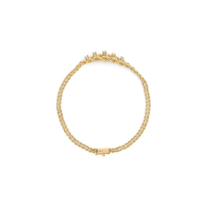 10K Yellow Gold 1/4 Cttw Round-Cut Diamond Basket Weave Rope Chain Style 7" Bracelet (H-I Color, I1-I2 Clarity) by Bids.com