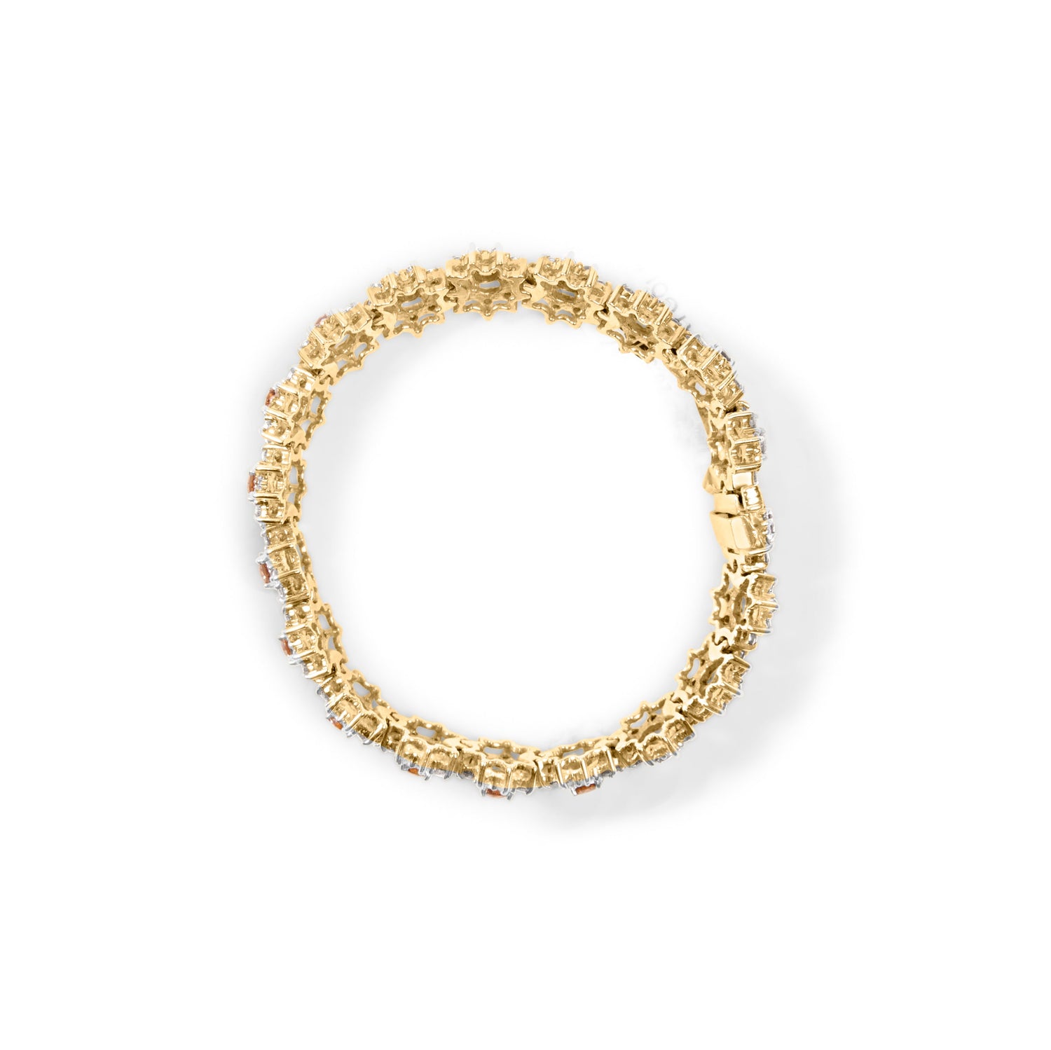 14K Yellow Gold 8.00 Cttw Champagne Diamond Floral Cluster Halo Link Bracelet (H-I Color, I1-I2 Clarity) by Bids.com