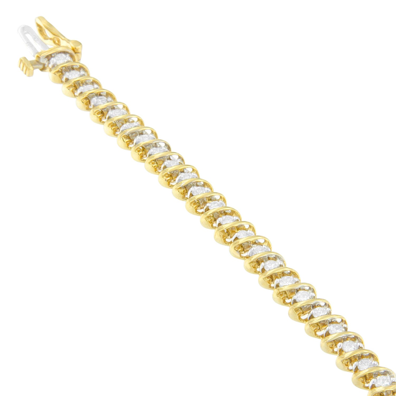 18K Yellow Gold Round Cut Diamond Spiral Link Bracelet (2.00 cttw, I-J Color, I1-I2 Clarity) by Bids.com