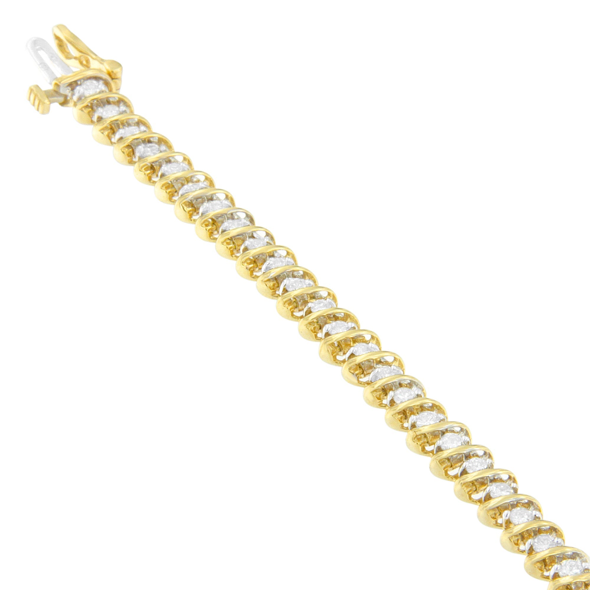 18K Yellow Gold Round Cut Diamond Spiral Link Bracelet (2.00 cttw, I-J Color, I1-I2 Clarity) by Bids.com