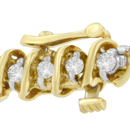 18K Yellow Gold Round Cut Diamond Spiral Link Bracelet (2.00 cttw, I-J Color, I1-I2 Clarity) by Bids.com