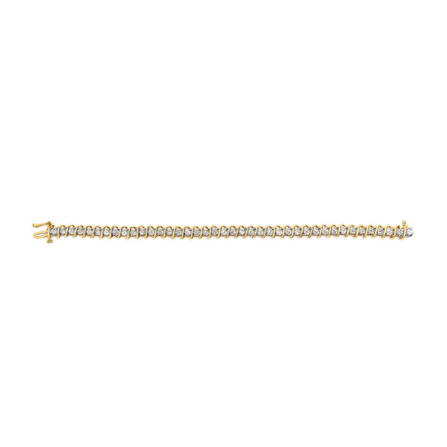 18K Yellow Gold 4.0 Cttw Round-Cut Diamond S-Link 7" Inch Tennis Bracelet (I-J Color, SI1-SI2 Clarity) by Bids.com