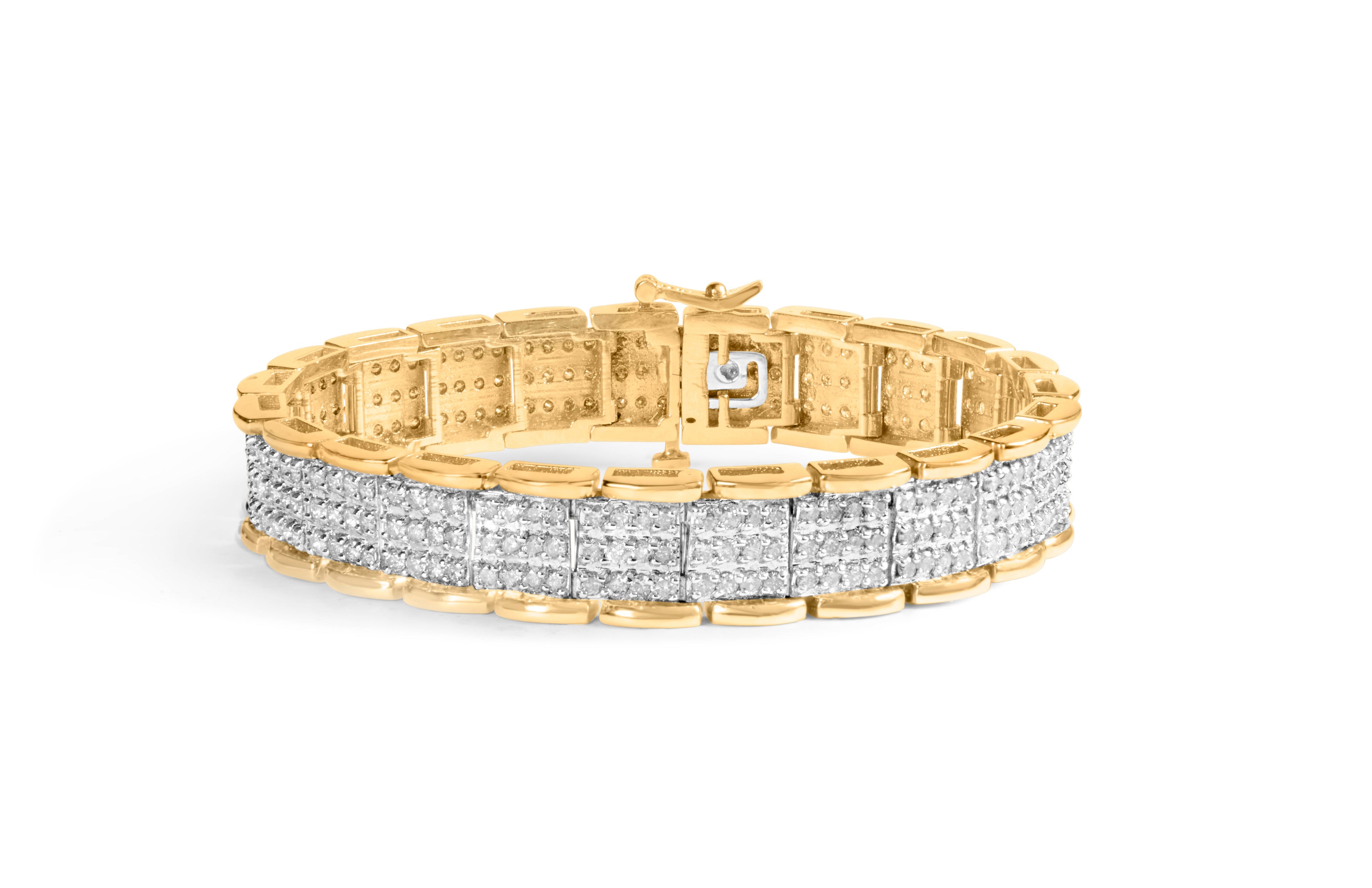 10K Yellow Gold 5.00 Cttw Round-Cut Diamond Link 7" Bracelet (J-K Color, I1-I2 Clarity) by Bids.com