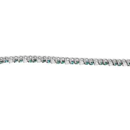 14K White Gold 4 5/8 Cttw Alternating White and Blue Diamond Martini Set Tennis Bracelet (H-I Color, I1-I2 Clarity) - 7" Inches by Bids.com