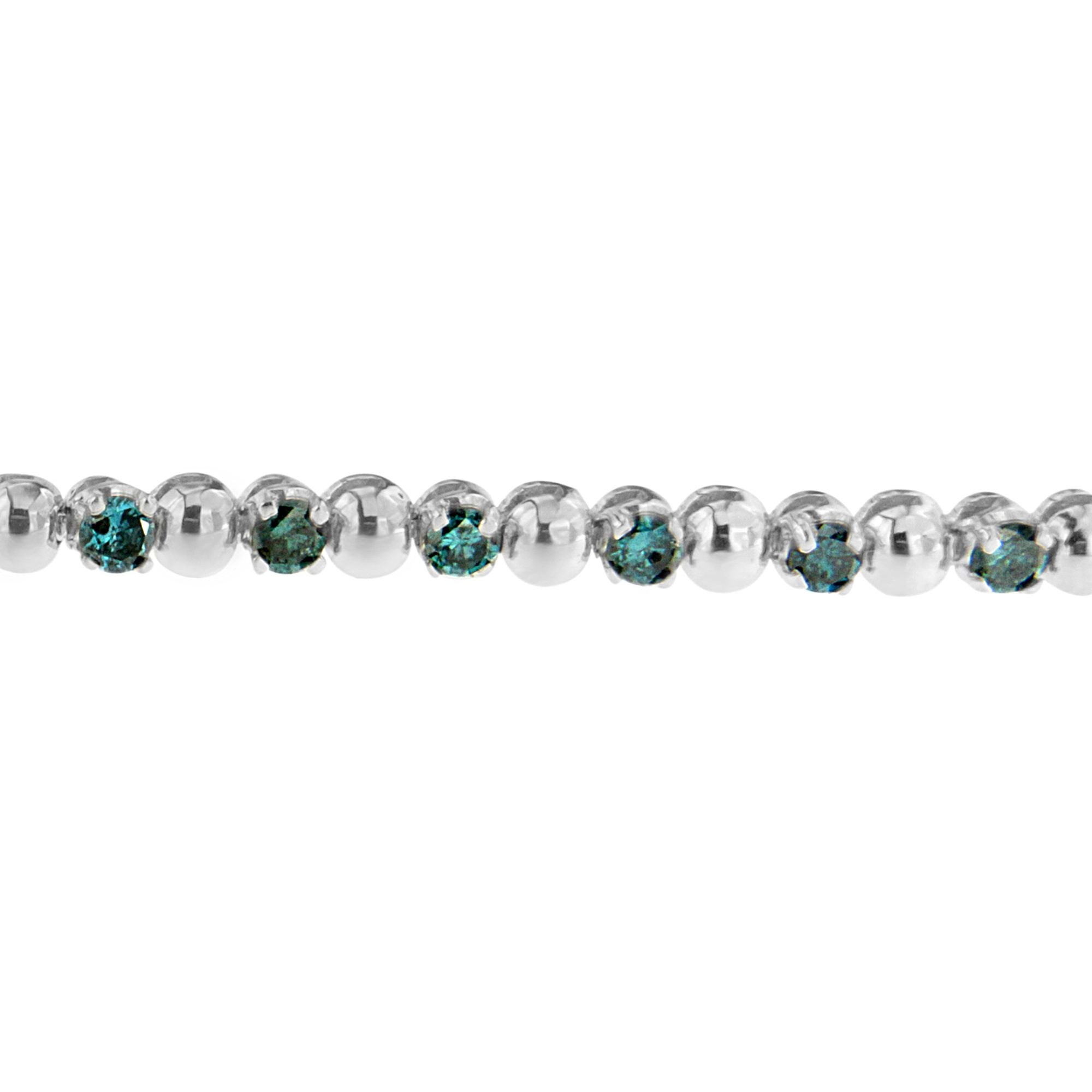 14K White Gold Round-Cut Blue Diamonds Bracelet (3.00 cttw, Blue Color, Clarity) by Bids.com