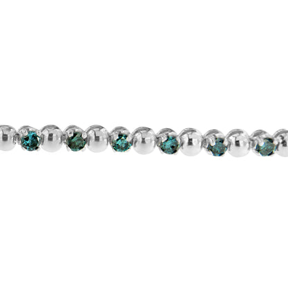14K White Gold Round-Cut Blue Diamonds Bracelet (3.00 cttw, Blue Color, Clarity) by Bids.com