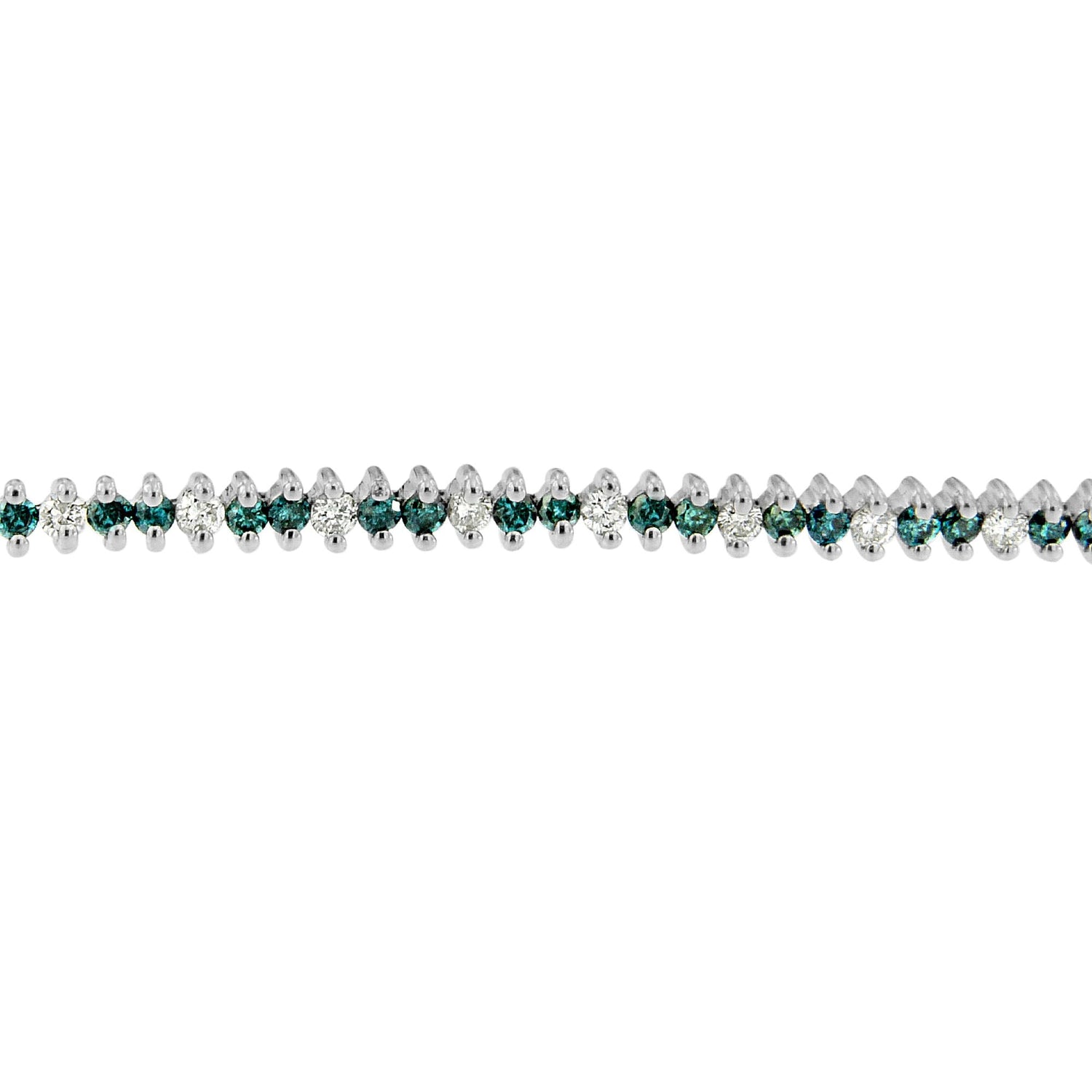 14K White Gold Round-Cut white and Blue Diamond Fashion Bracelet (3.70 cttw, H-I Color, SI1-SI2 Clarity) by Bids.com