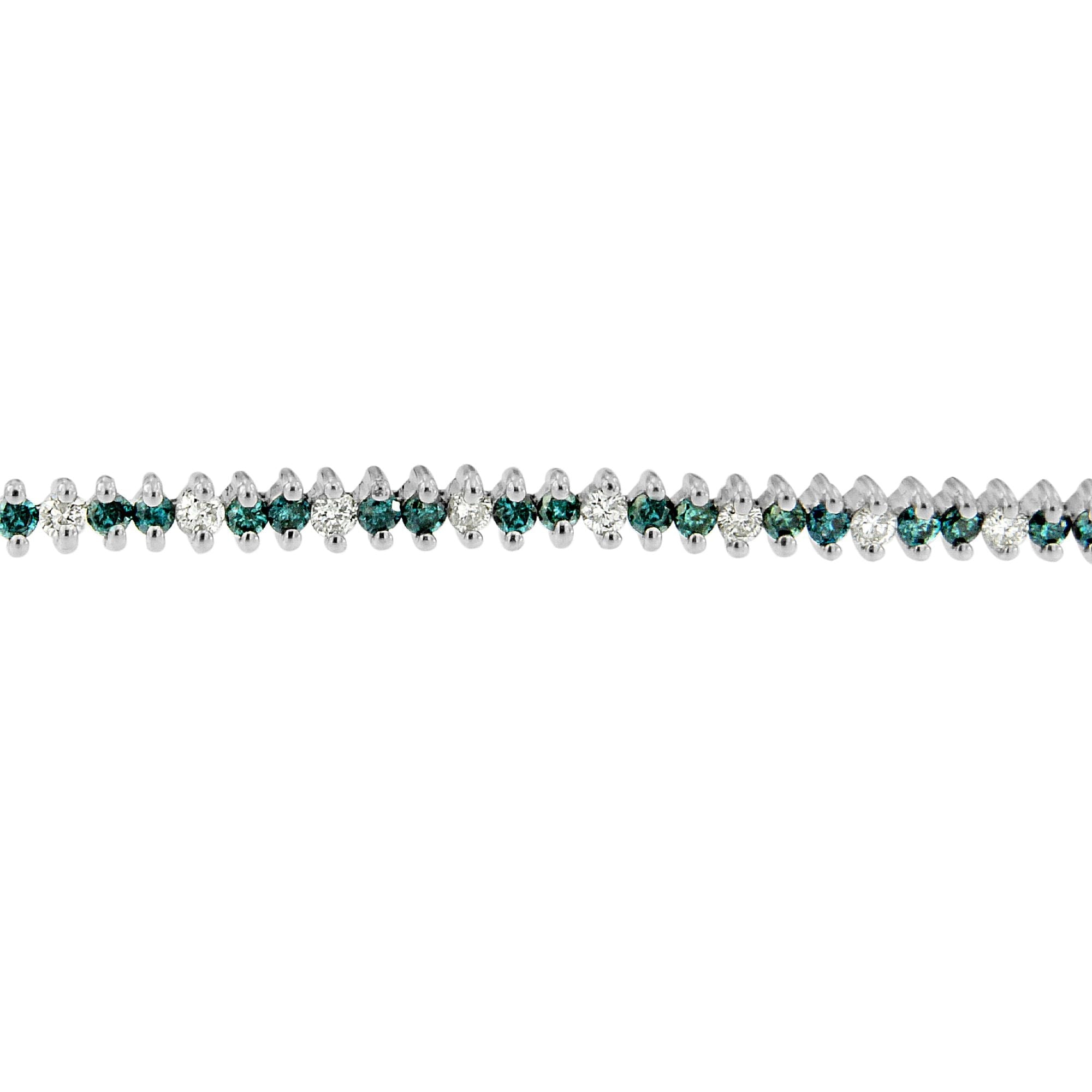 14K White Gold Round-Cut white and Blue Diamond Fashion Bracelet (3.70 cttw, H-I Color, SI1-SI2 Clarity) by Bids.com