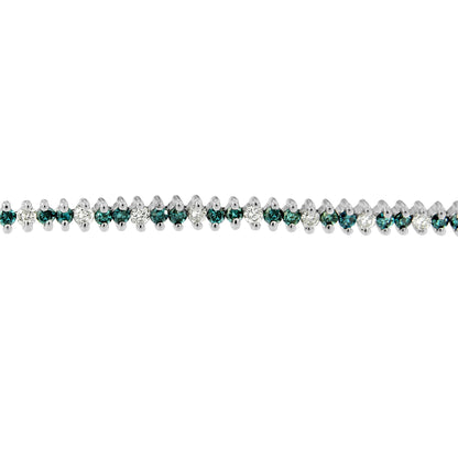 14K White Gold Round-Cut white and Blue Diamond Fashion Bracelet (3.70 cttw, H-I Color, SI1-SI2 Clarity) by Bids.com