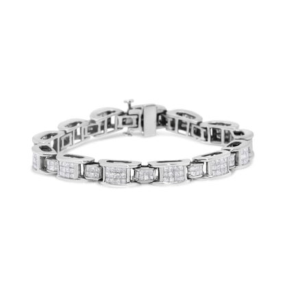 14K White Gold 5.0 Cttw Princess Cut Diamond Invisible Set Alternating Size D Shaped Links Tennis Bracelet (H-I Color, SI2-I1 Clarity) - 7â€ by Bids.com