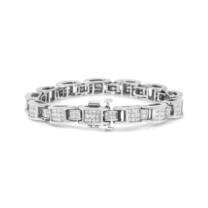 14K White Gold 5.0 Cttw Princess Cut Diamond Invisible Set Alternating Size D Shaped Links Tennis Bracelet (H-I Color, SI2-I1 Clarity) - 7â€ by Bids.com