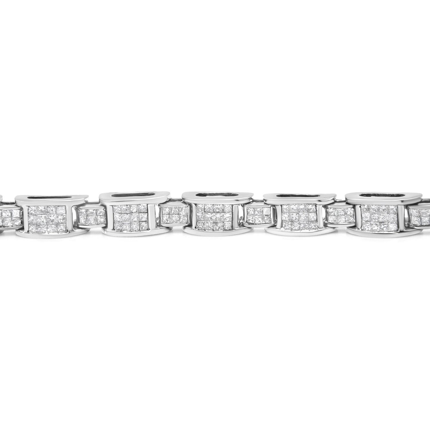 14K White Gold 5.0 Cttw Princess Cut Diamond Invisible Set Alternating Size D Shaped Links Tennis Bracelet (H-I Color, SI2-I1 Clarity) - 7â€ by Bids.com