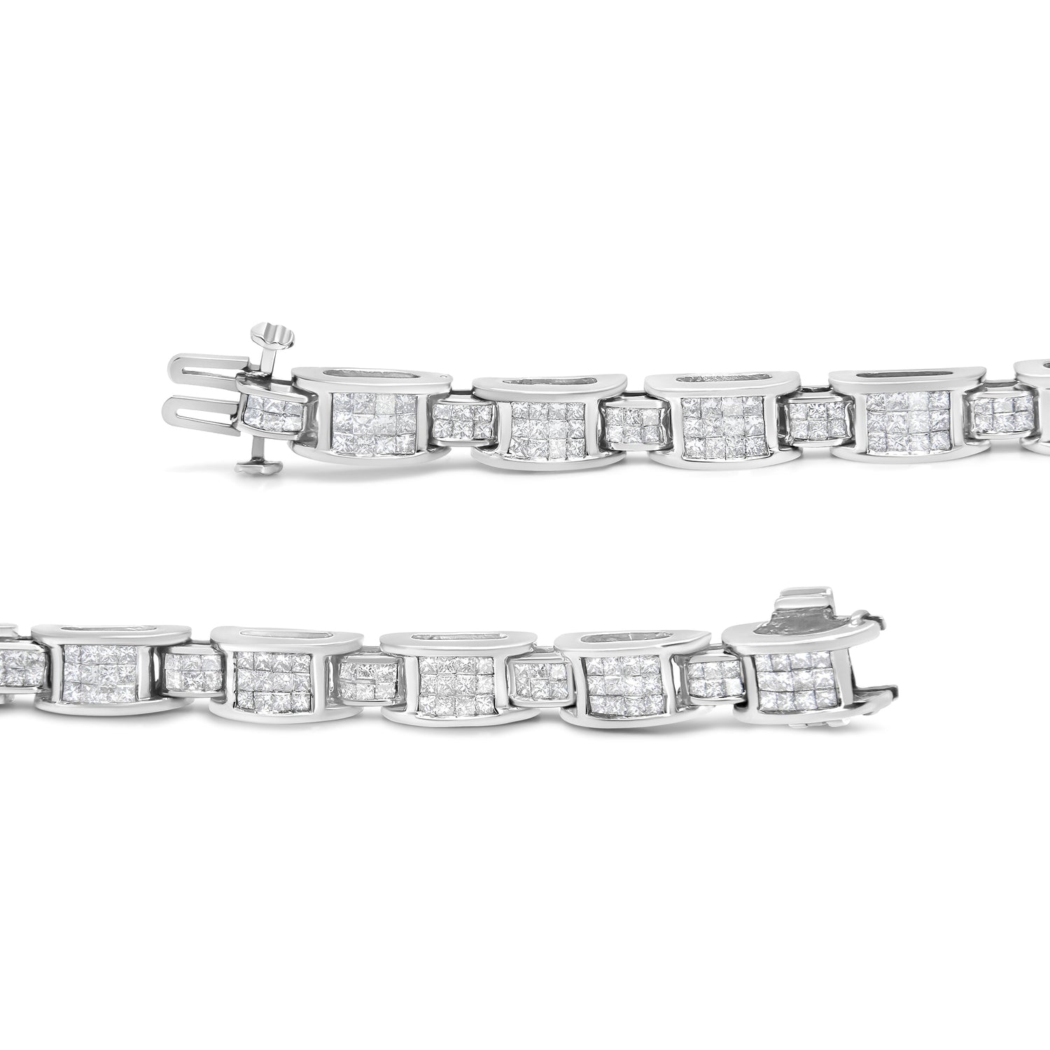 14K White Gold 5.0 Cttw Princess Cut Diamond Invisible Set Alternating Size D Shaped Links Tennis Bracelet (H-I Color, SI2-I1 Clarity) - 7â€ by Bids.com