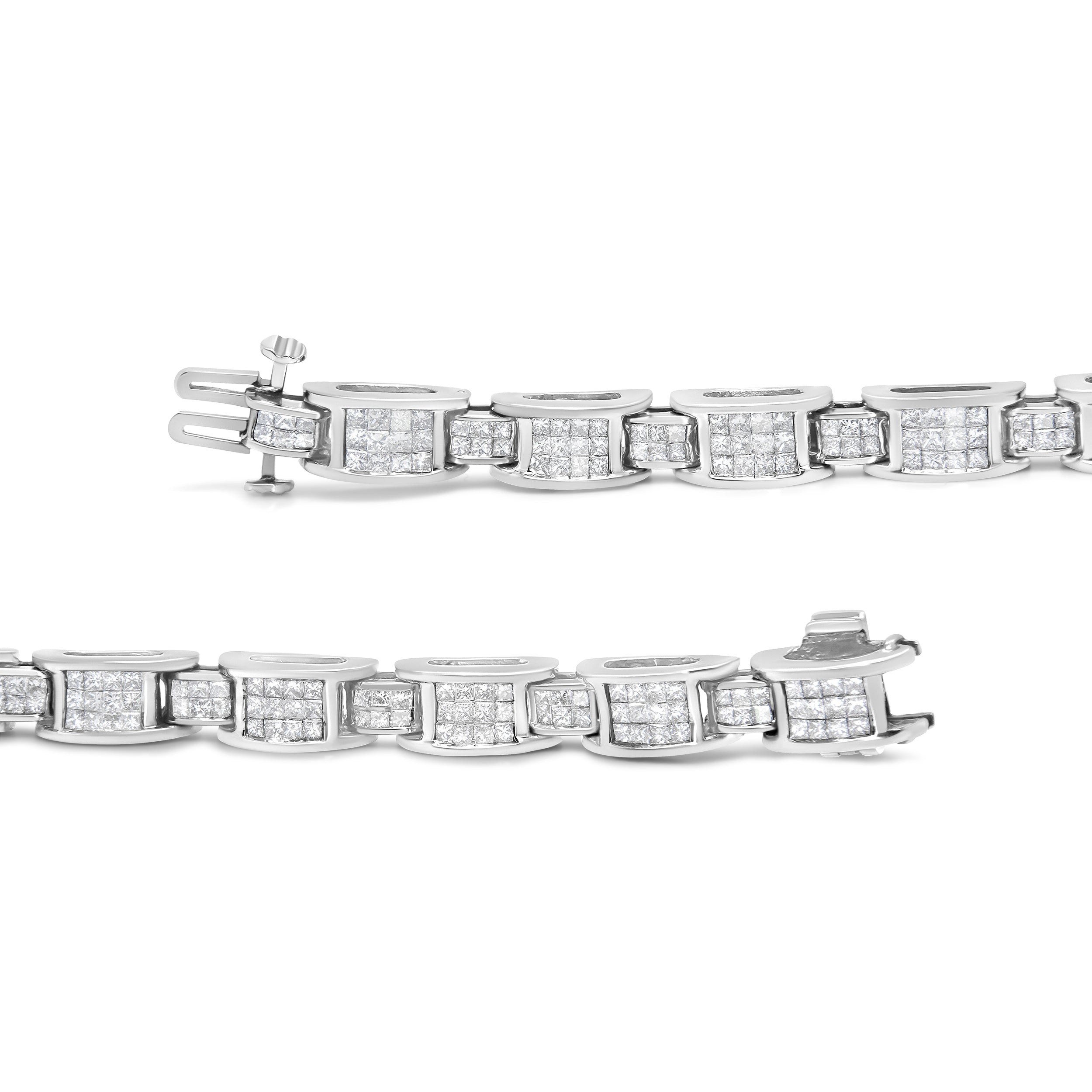 14K White Gold 5.0 Cttw Princess Cut Diamond Invisible Set Alternating Size D Shaped Links Tennis Bracelet (H-I Color, SI2-I1 Clarity) - 7â€ by Bids.com