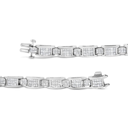 14K White Gold 5.0 Cttw Princess Cut Diamond Invisible Set Alternating Size D Shaped Links Tennis Bracelet (H-I Color, SI2-I1 Clarity) - 7â€ by Bids.com