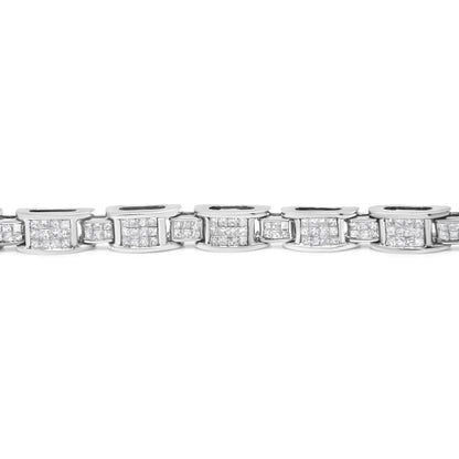 14K White Gold 5.0 Cttw Princess Cut Diamond Invisible Set Alternating Size D Shaped Links Tennis Bracelet (H-I Color, SI2-I1 Clarity) - 7â€ by Bids.com