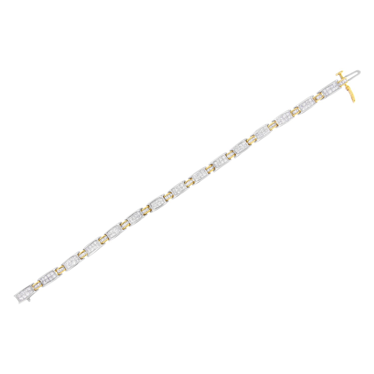 14K Two-Tone Gold Princess and Baguette-Cut Diamond Link Bracelet (3.00 cttw, H-I Color, SI1-SI2 Clarity) by Bids.com