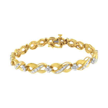 10K Yellow Gold Round-Cut Diamond Infinite Love Bracelet (1.00 cttw, I-J Color, I2-I3 Clarity) by Bids.com