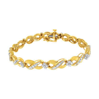 10K Yellow Gold Round-Cut Diamond Infinite Love Bracelet (1.00 cttw, I-J Color, I2-I3 Clarity) by Bids.com