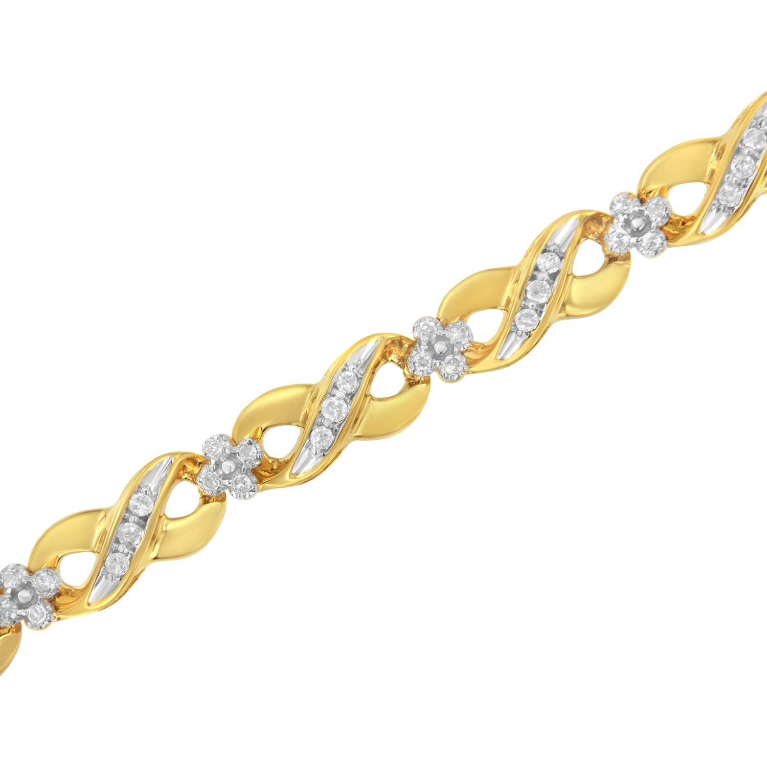 10K Yellow Gold Round-Cut Diamond Infinite Love Bracelet (1.00 cttw, I-J Color, I2-I3 Clarity) by Bids.com