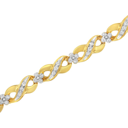 10K Yellow Gold Round-Cut Diamond Infinite Love Bracelet (1.00 cttw, I-J Color, I2-I3 Clarity) by Bids.com