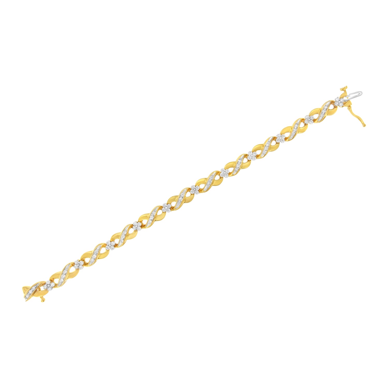 10K Yellow Gold Round-Cut Diamond Infinite Love Bracelet (1.00 cttw, I-J Color, I2-I3 Clarity) by Bids.com