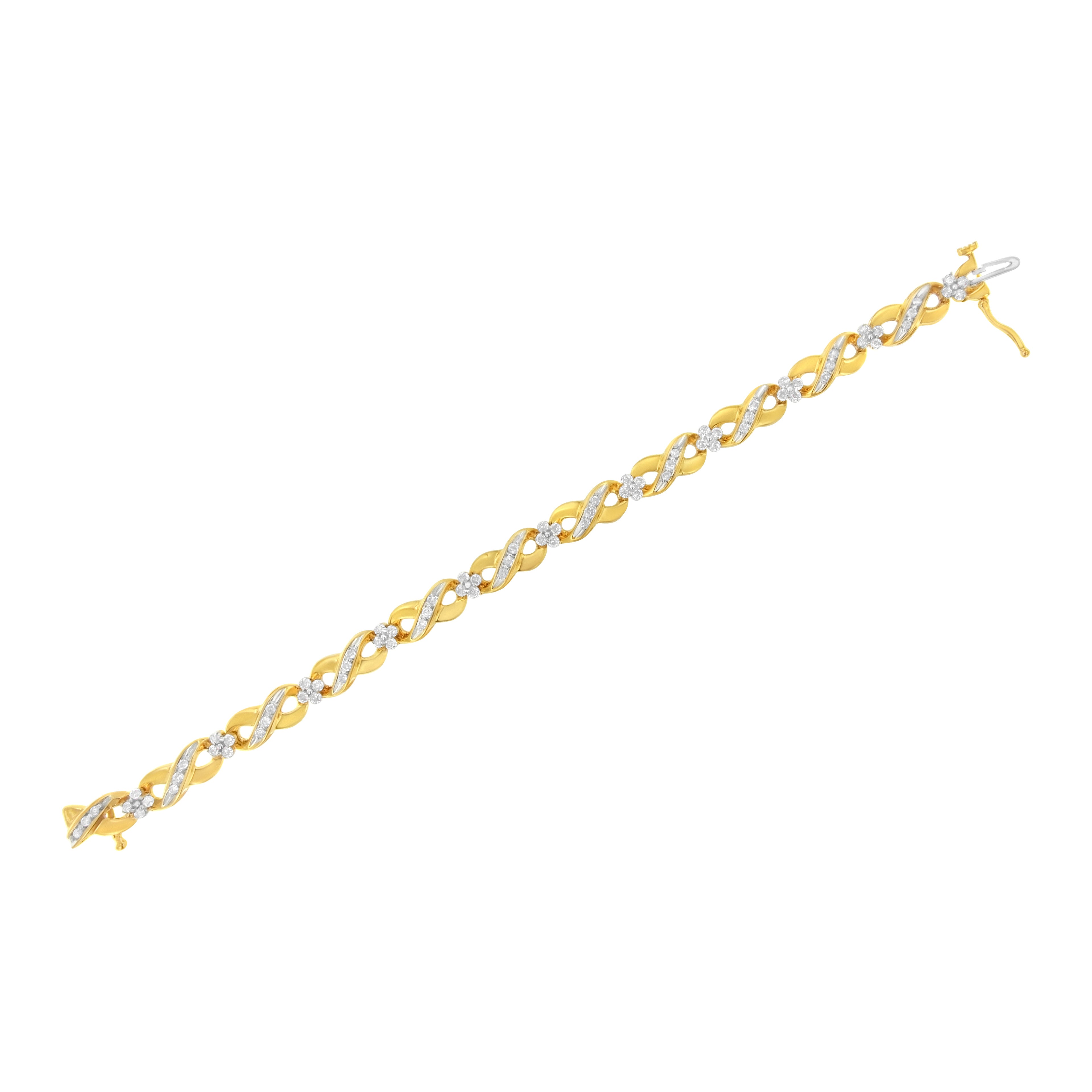 10K Yellow Gold Round-Cut Diamond Infinite Love Bracelet (1.00 cttw, I-J Color, I2-I3 Clarity) by Bids.com